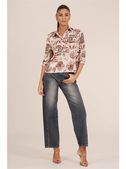 Camicia in raso fantasia Il The' Delle 5 | 56ST SPOONCIRCUS AVORIO